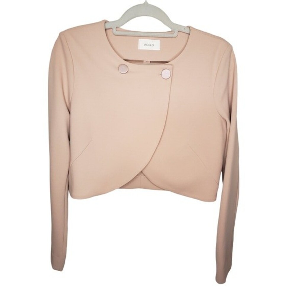 Vicolo Bolero Creamy Blush Cropped Blazer - Italian Blazer - Large